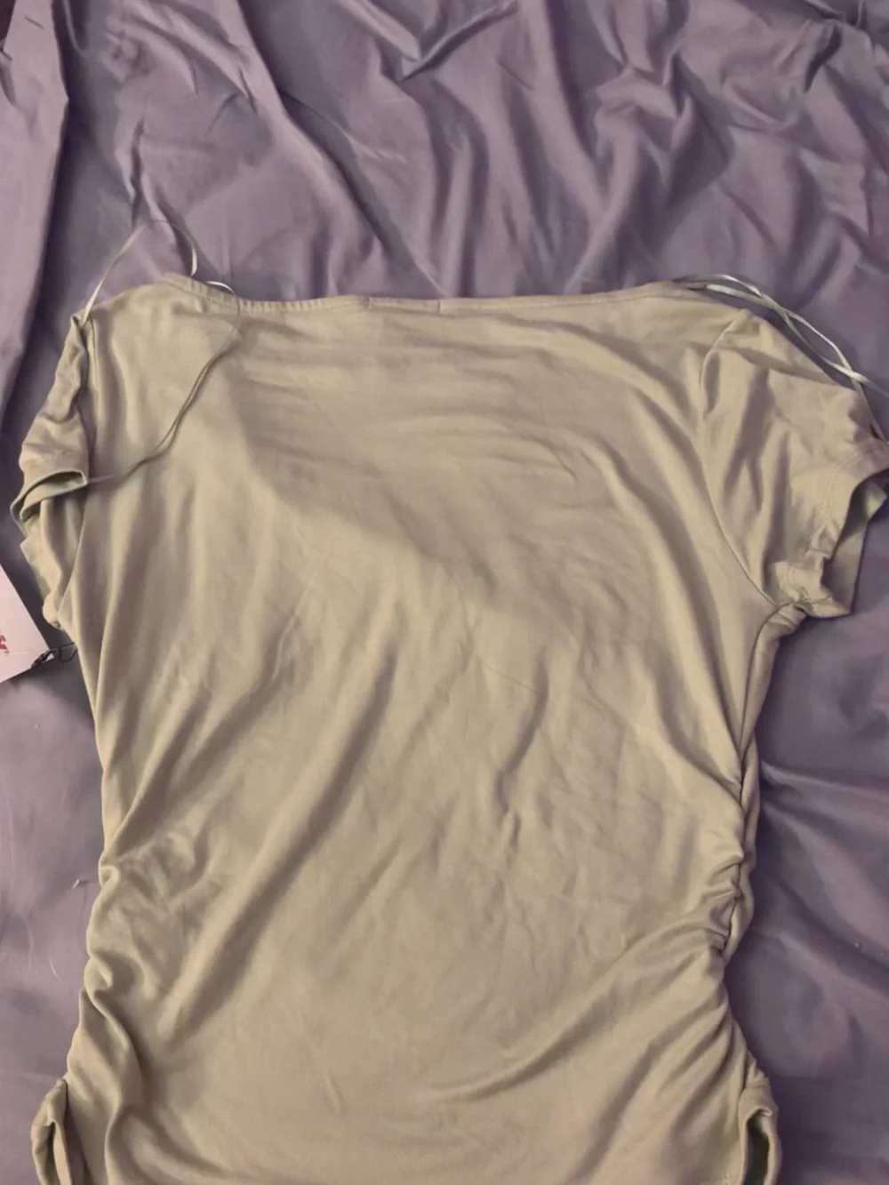 Lush Pale Green Side-Ruched Short Sleeve Tee